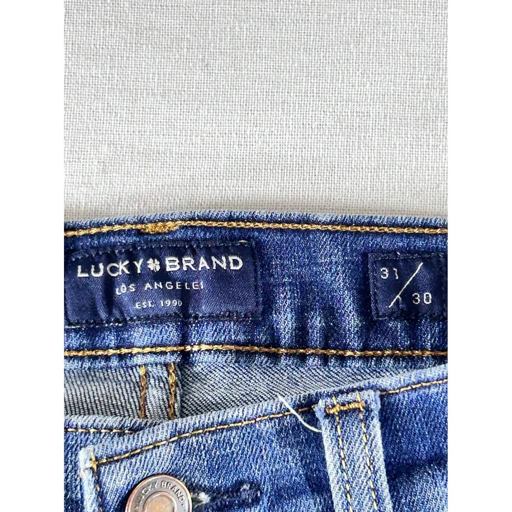 Lucky Brand 110‎ Slim Mens Blue Distressed Denim Jeans 31x30 Medium Wash